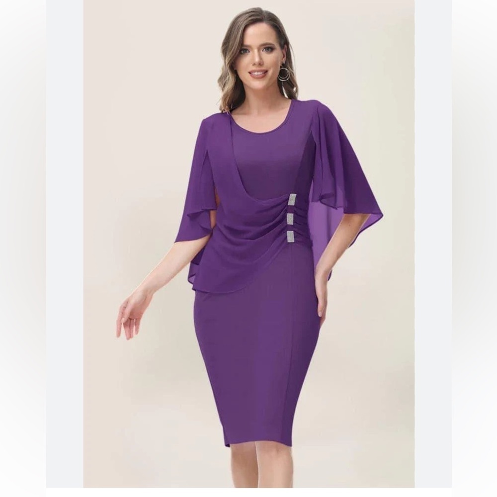 Mother of the bride/groom dress in plum coloured with silver embellishments